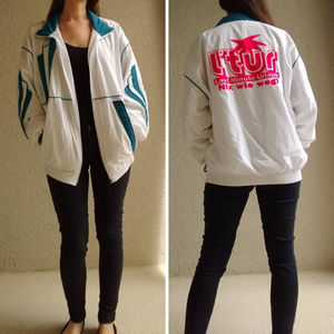 Vintage White Windbreaker w/ L'tur Travel Logo